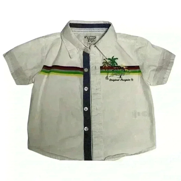 Original Penguin Boys Button-Down Short Sleeve Shirt White Size 18M - Picture 1 of 7
